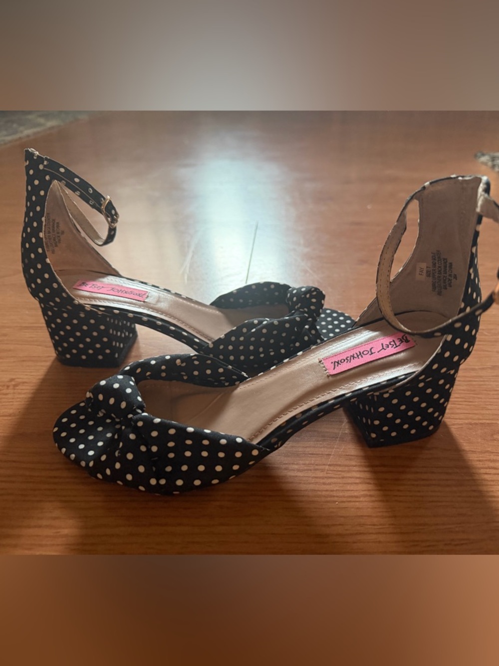 Betsey Johnson FAY Black and White Polka Dot Block Heel